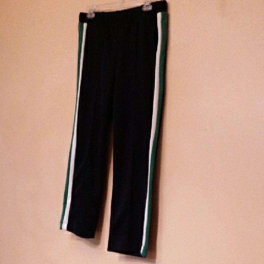 Old Navy Active Go-Dry Navy Blue Track Pants with Green and White Stripes, sz M